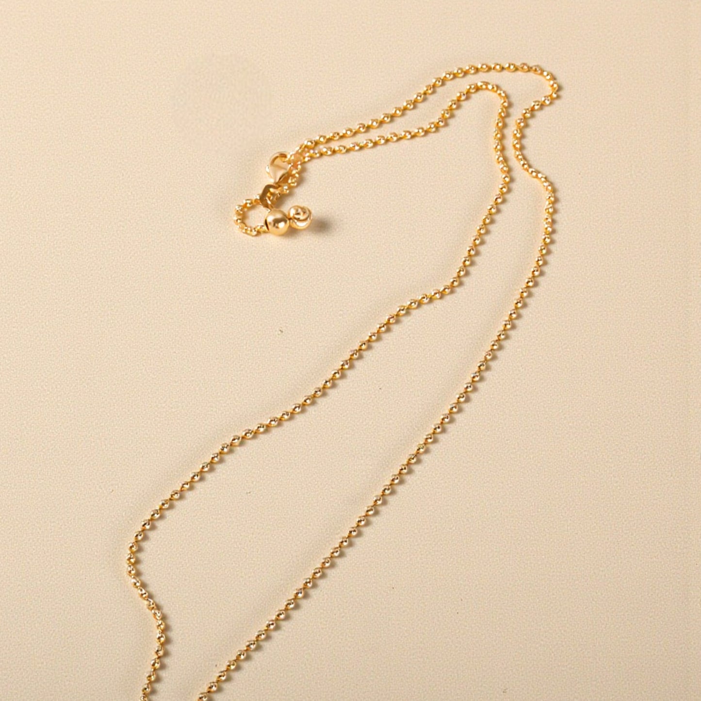 Genuine 18K Yellow Rose White Multi Gold Adjustable Beads Necklace Chain