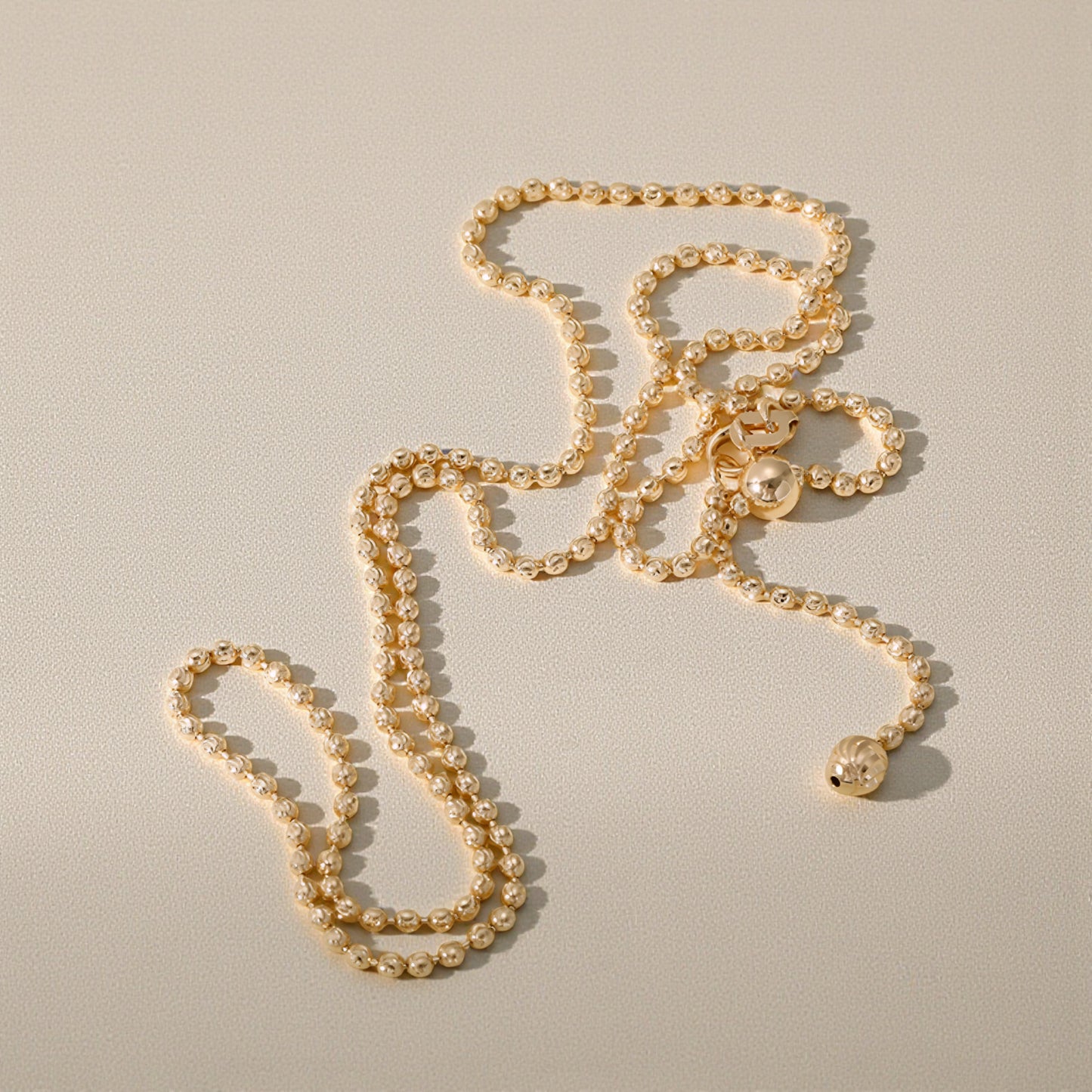 Genuine 18K Yellow Rose White Multi Gold Adjustable Beads Necklace Chain