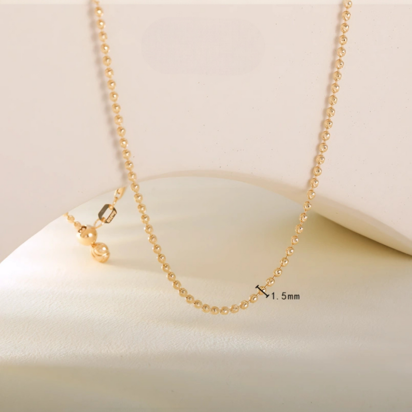 Genuine 18K Yellow Rose White Multi Gold Adjustable Beads Necklace Chain