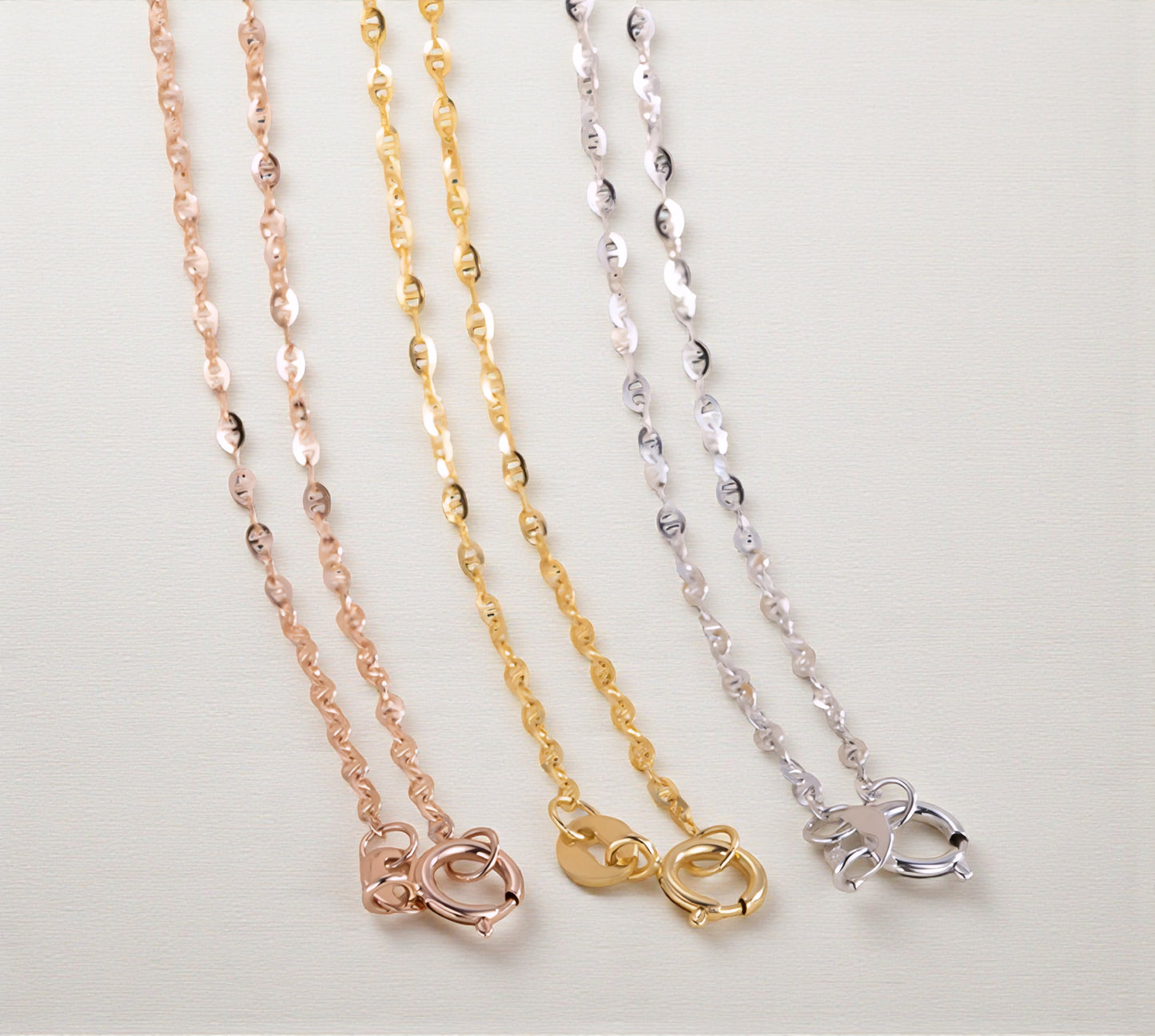 Genuine 18K Rose Gold White and Yellow Gold Chain