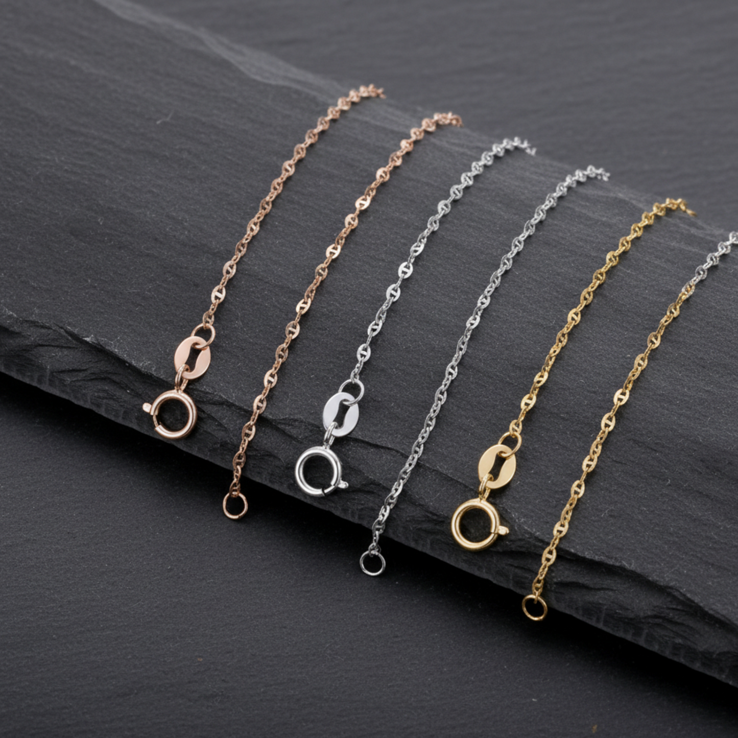 Genuine 18K Rose Gold White and Yellow Gold Chain