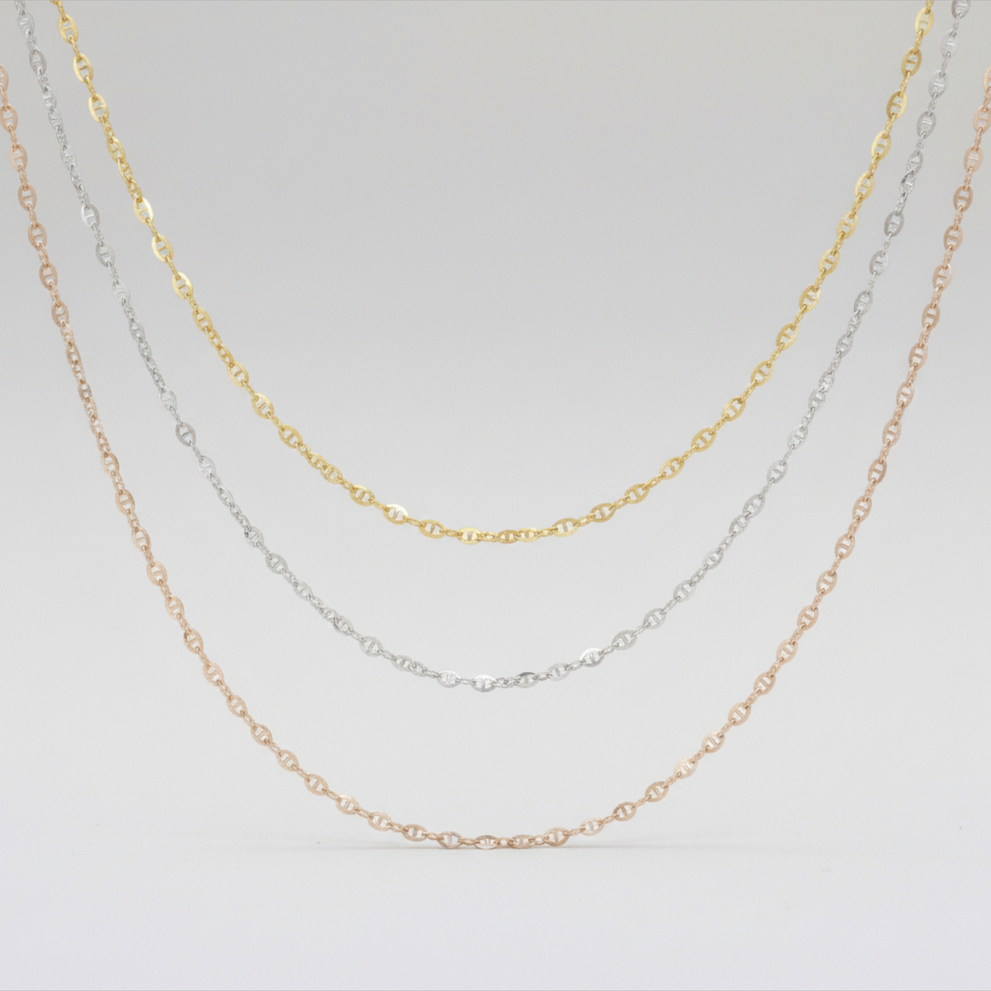 Genuine 18K Rose Gold White and Yellow Gold Chain