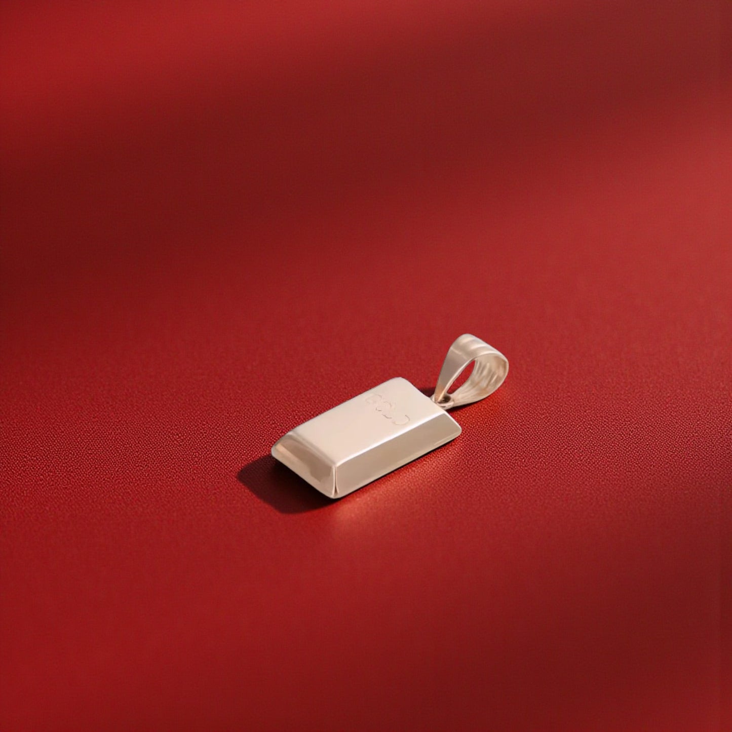 Genuine 18K Rose and Yellow Gold Brick Bar Pendant Engraved "Get Rich" Design