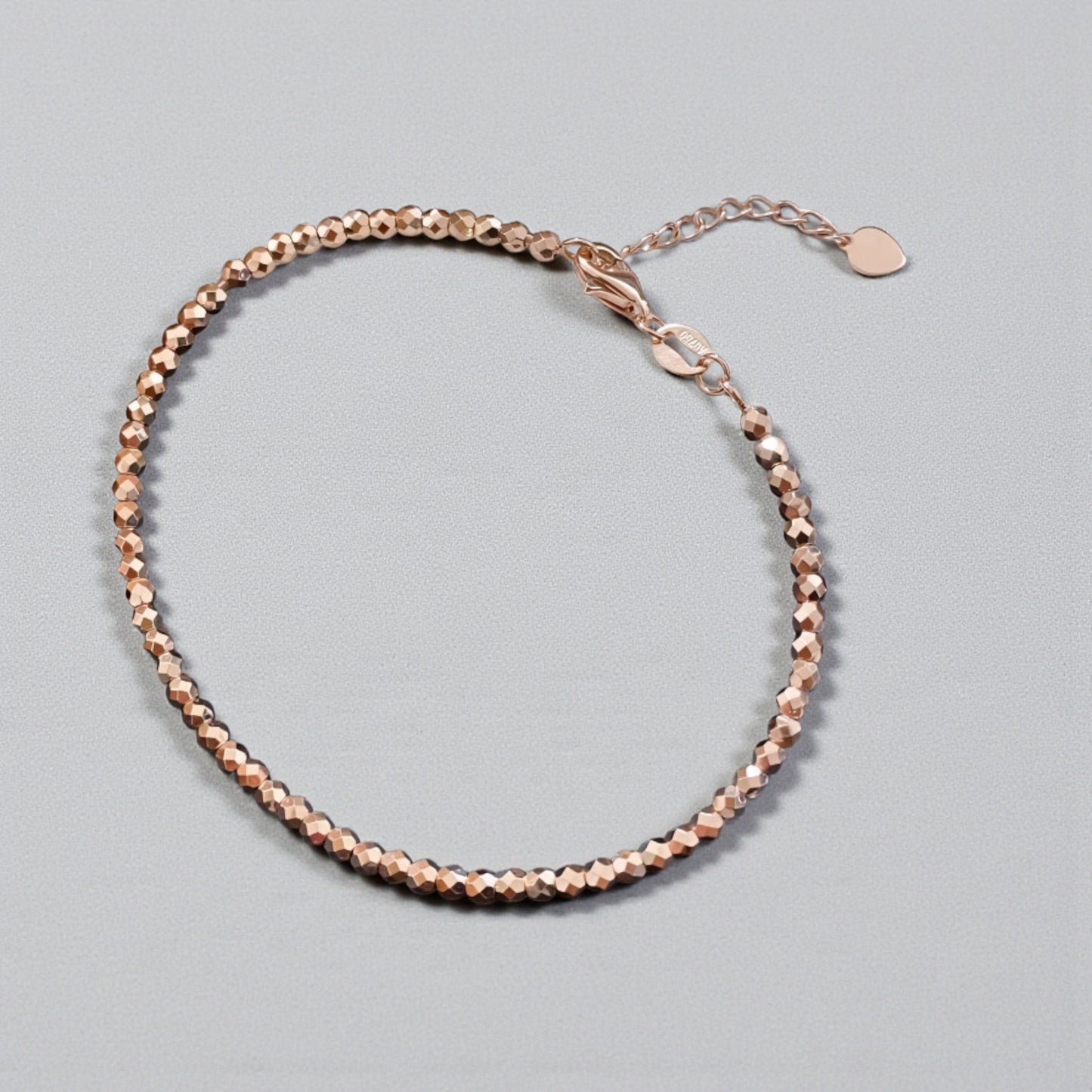 18K Gold Laser Beads Soft Bangle Bracelet with Adjustable Chain