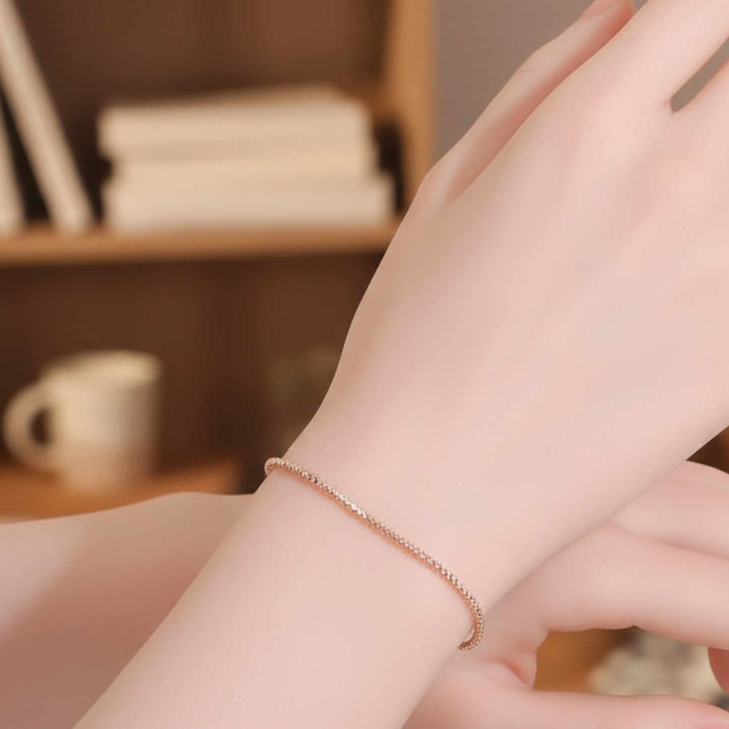 18K Gold Laser Beads Adjustable Bracelet