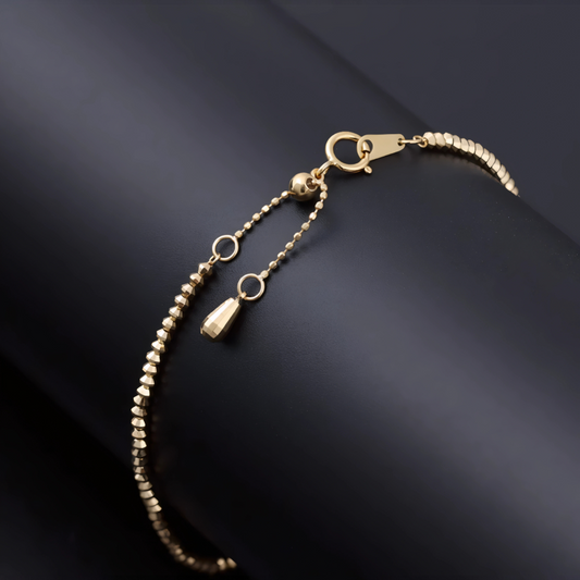 18K Gold Laser Beads Adjustable Bracelet