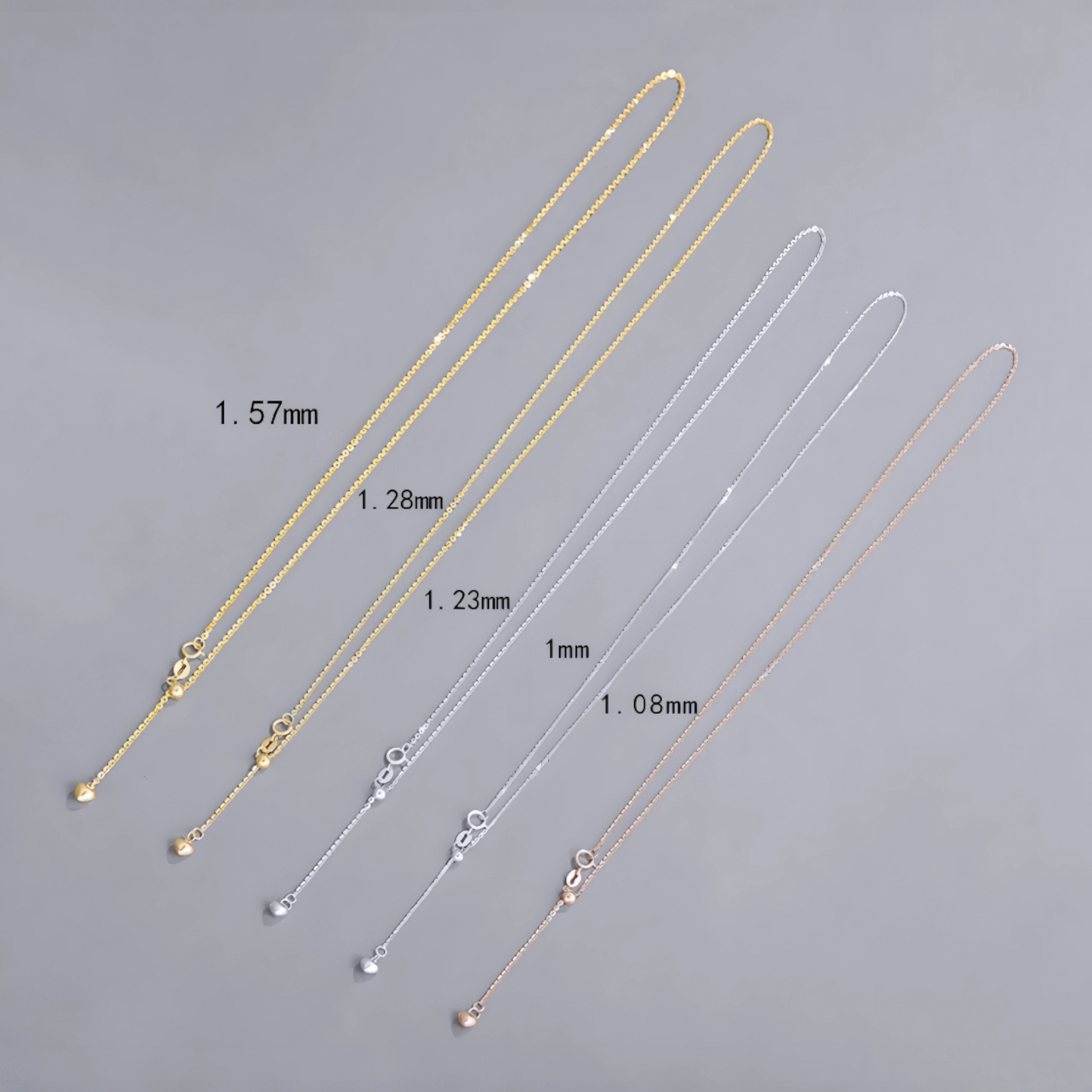 18K Yellow Rose and White Gold Chain Heart Charm Adjustable Necklace