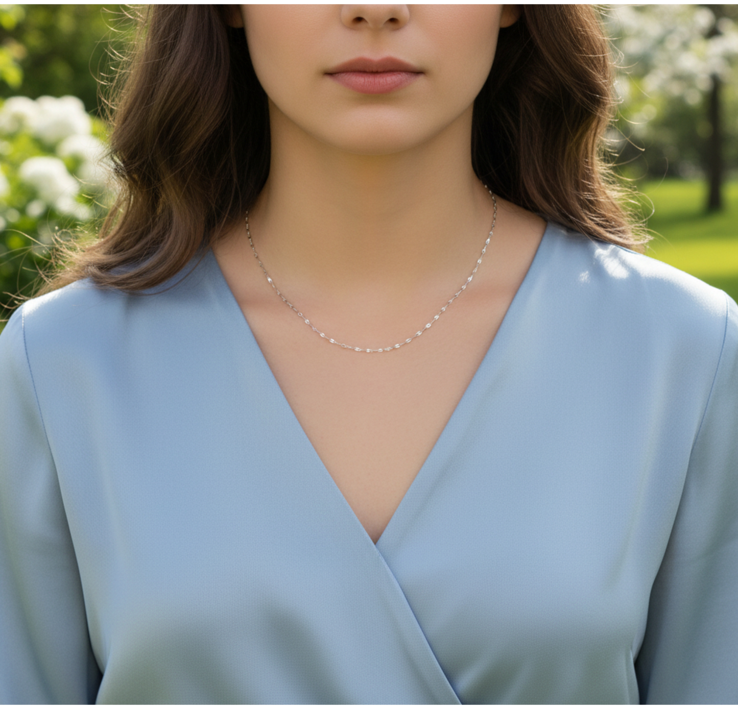 18K Yellow Rose and White Gold Chain Necklace