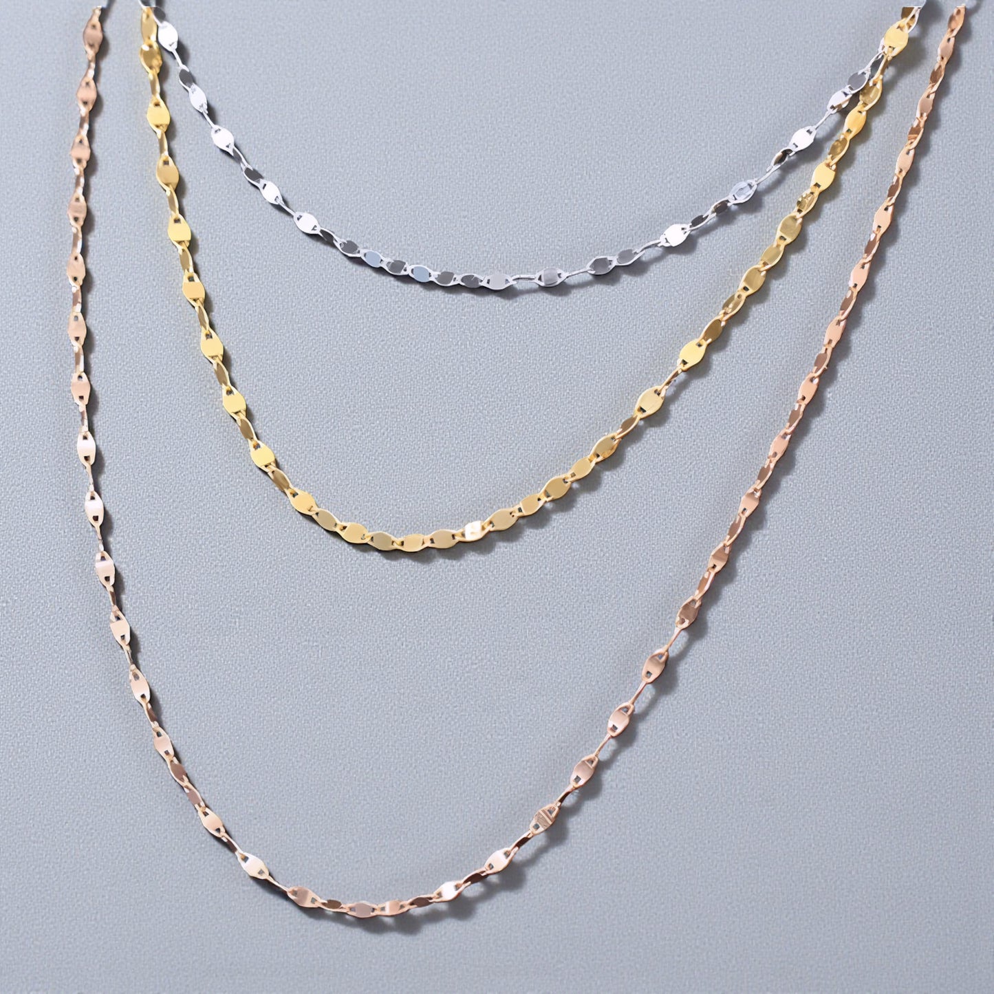 18K Yellow Rose and White Gold Chain Necklace