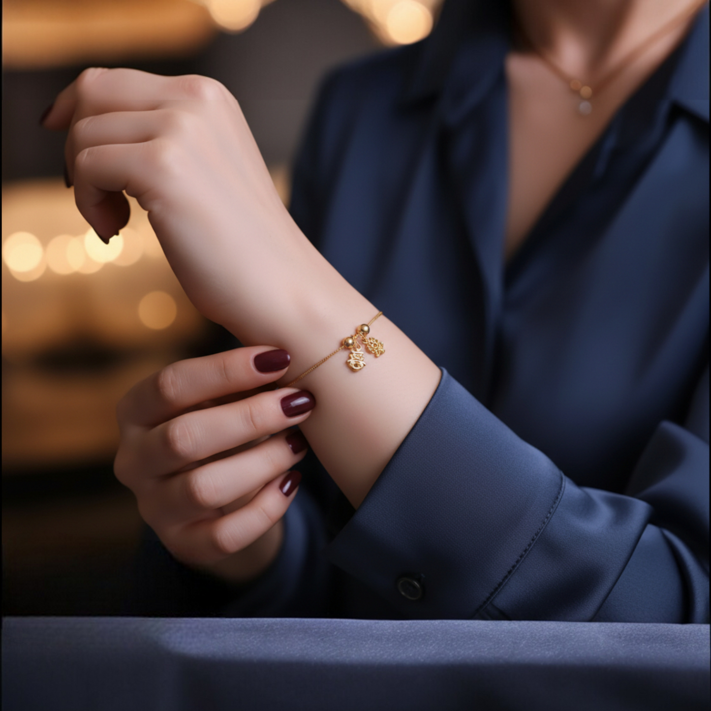 24K 999 Gold Chinese Joy and happiness Mini D.I.Y Charm Style Lucky Pendant