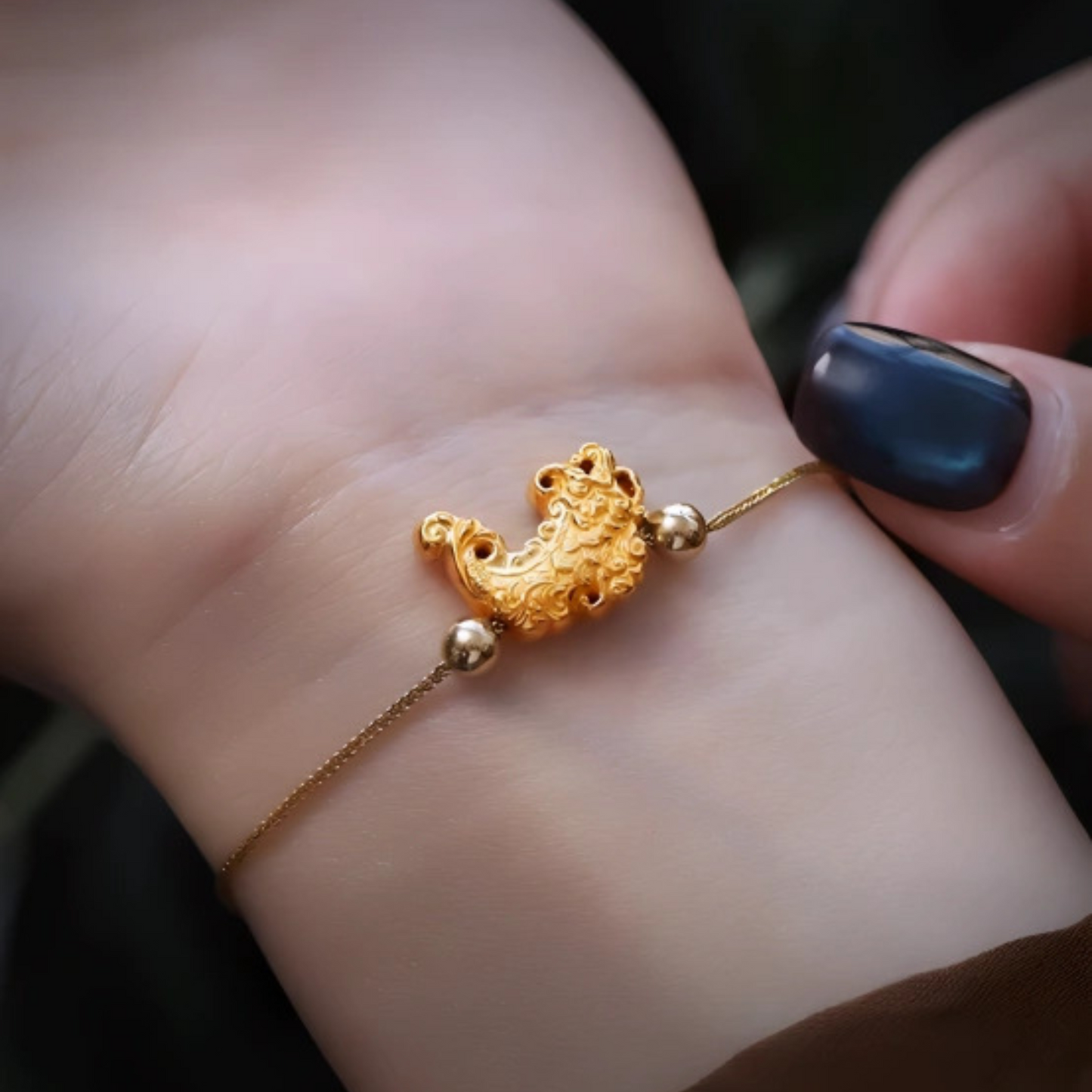 24K 999 Gold Ancient Vintage Style Engraved Fish Carp Mini D.I.Y Charm Pendant