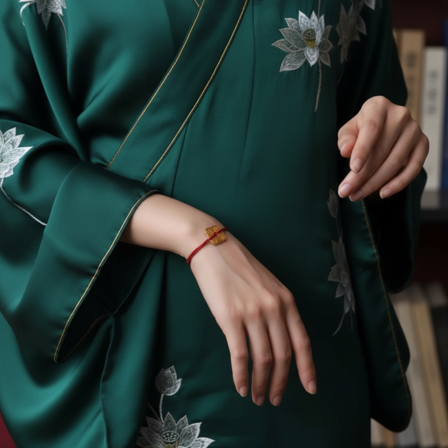 24K 999 Gold Vintage Chinese Fu Blessing Square Engraved Coin Good Luck Pendant