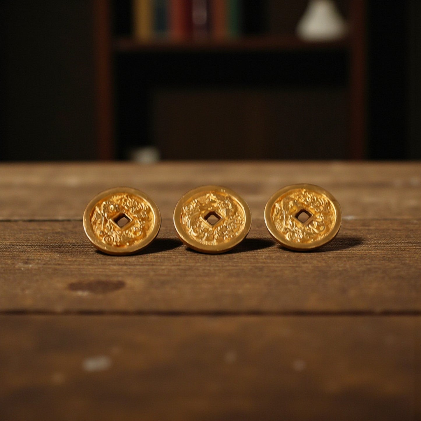 24K 999 Gold Vintage Chinese Hand-Engraved Hammered Coin Pendant