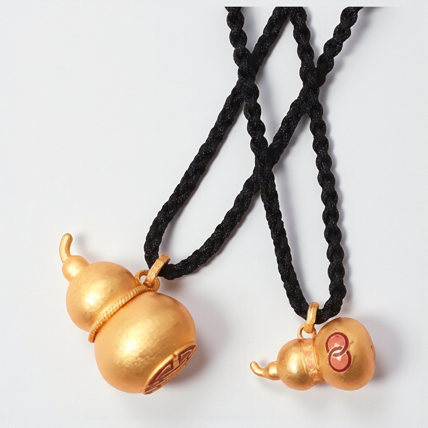 24K 999 Gold Cloisonné Enamel Gourd Unisex Men Women Pendant