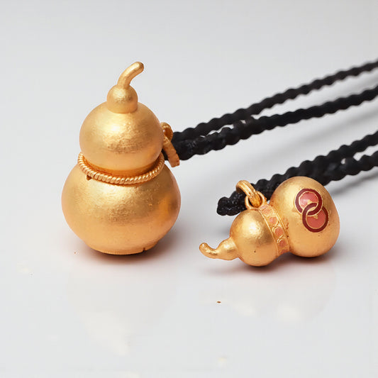24K 999 Gold Cloisonné Enamel Gourd Unisex Men Women Pendant