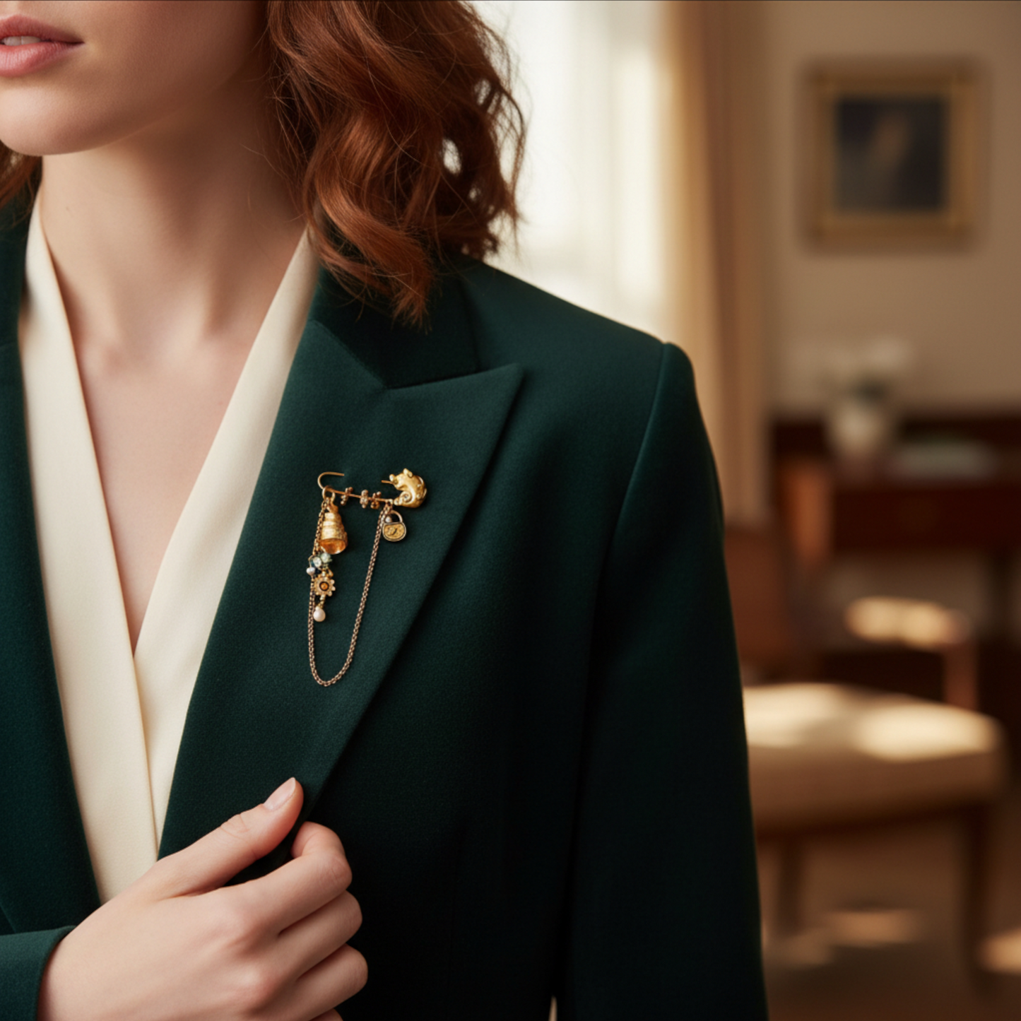 24K 999 Gold D.I.Y Charm Antique Style Hand-Engraved Brooches Earrings Floral