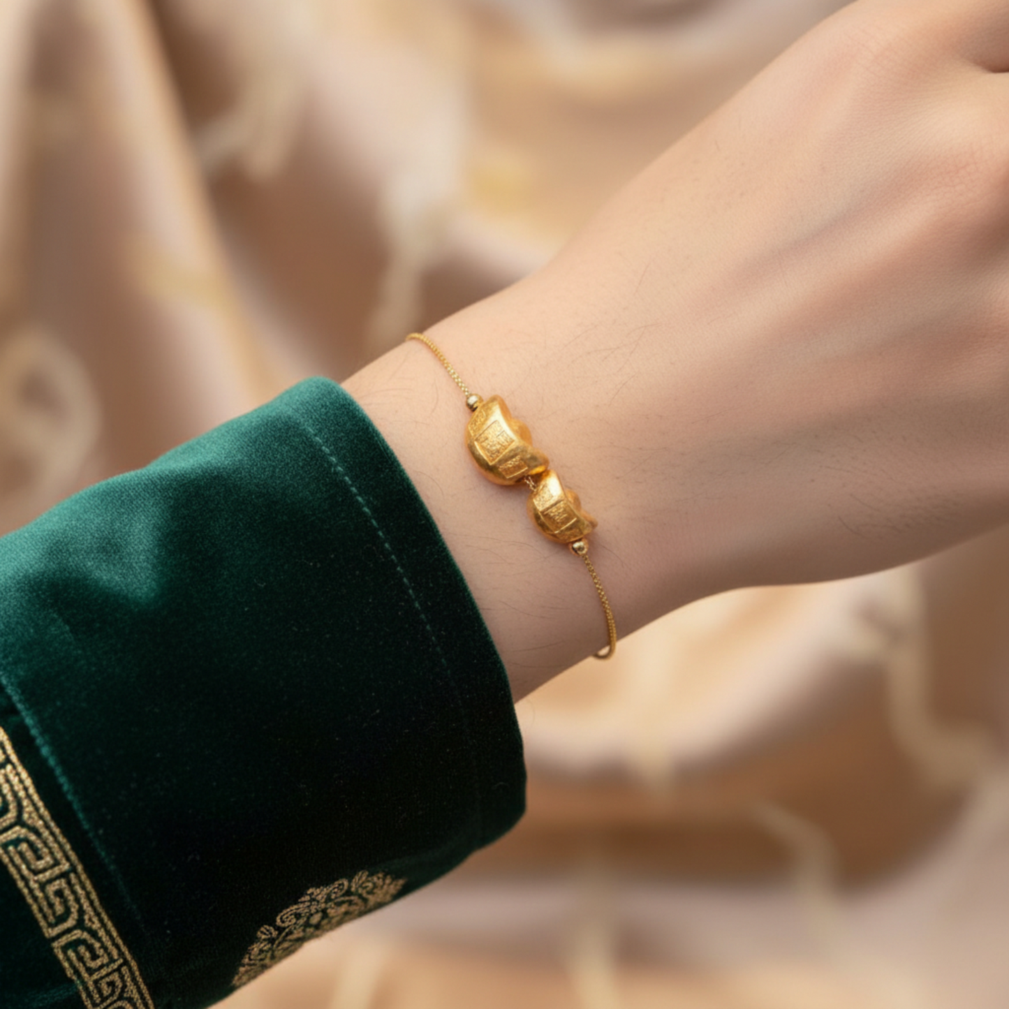 24K 999 Gold Lucky Chinese Gold Ingot Lucky Bring Wealth Pendant