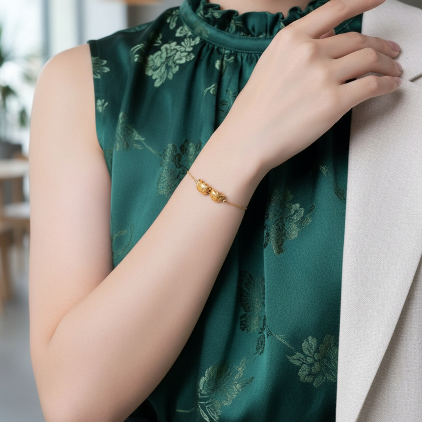 24K 999 Gold Lucky Chinese Gold Ingot Lucky Bring Wealth Pendant