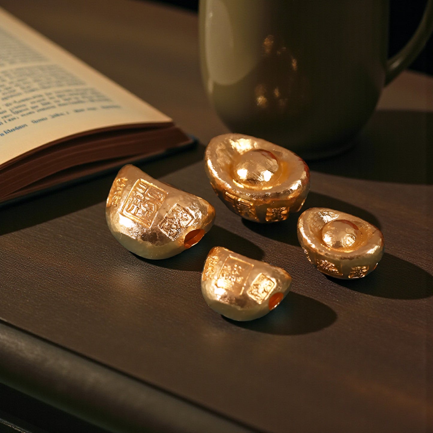 24K 999 Gold Lucky Chinese Gold Ingot Lucky Bring Wealth Pendant