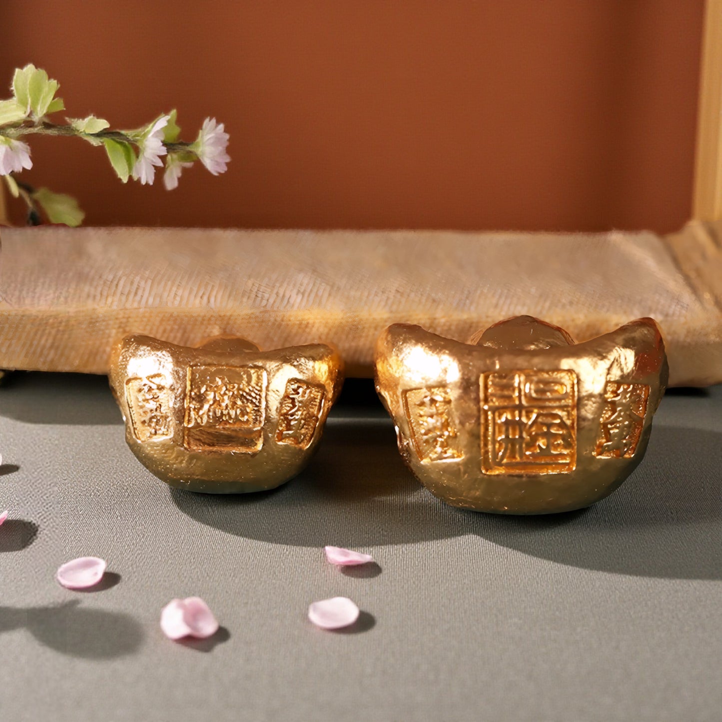 24K 999 Gold Lucky Chinese Gold Ingot Lucky Bring Wealth Pendant