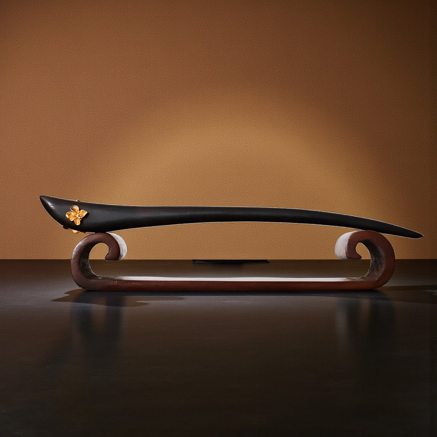 24K 999 Gold Asian Style Elegant Wooden Hairpin Flower Hair Accessory