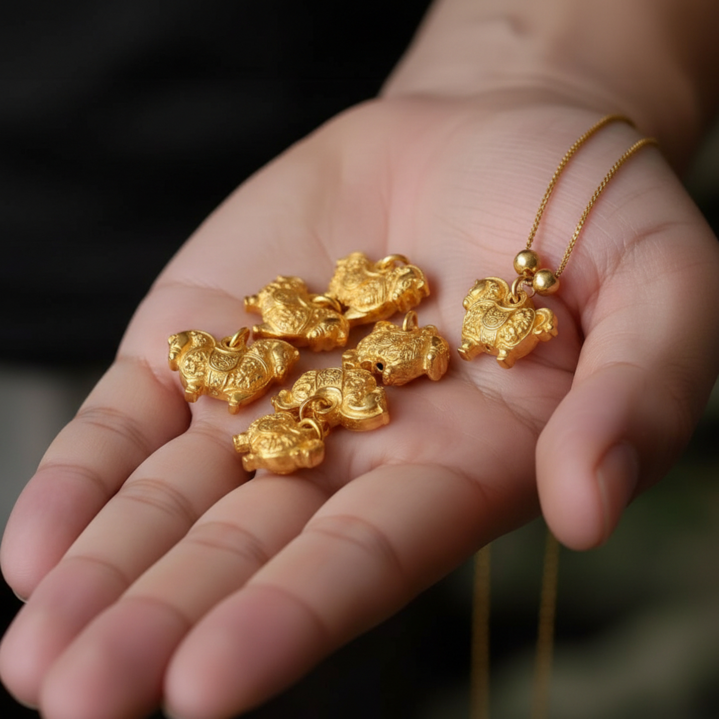 24K 999 Gold Vintage Zodiac Chinese Year of Horse Monthly Pendant