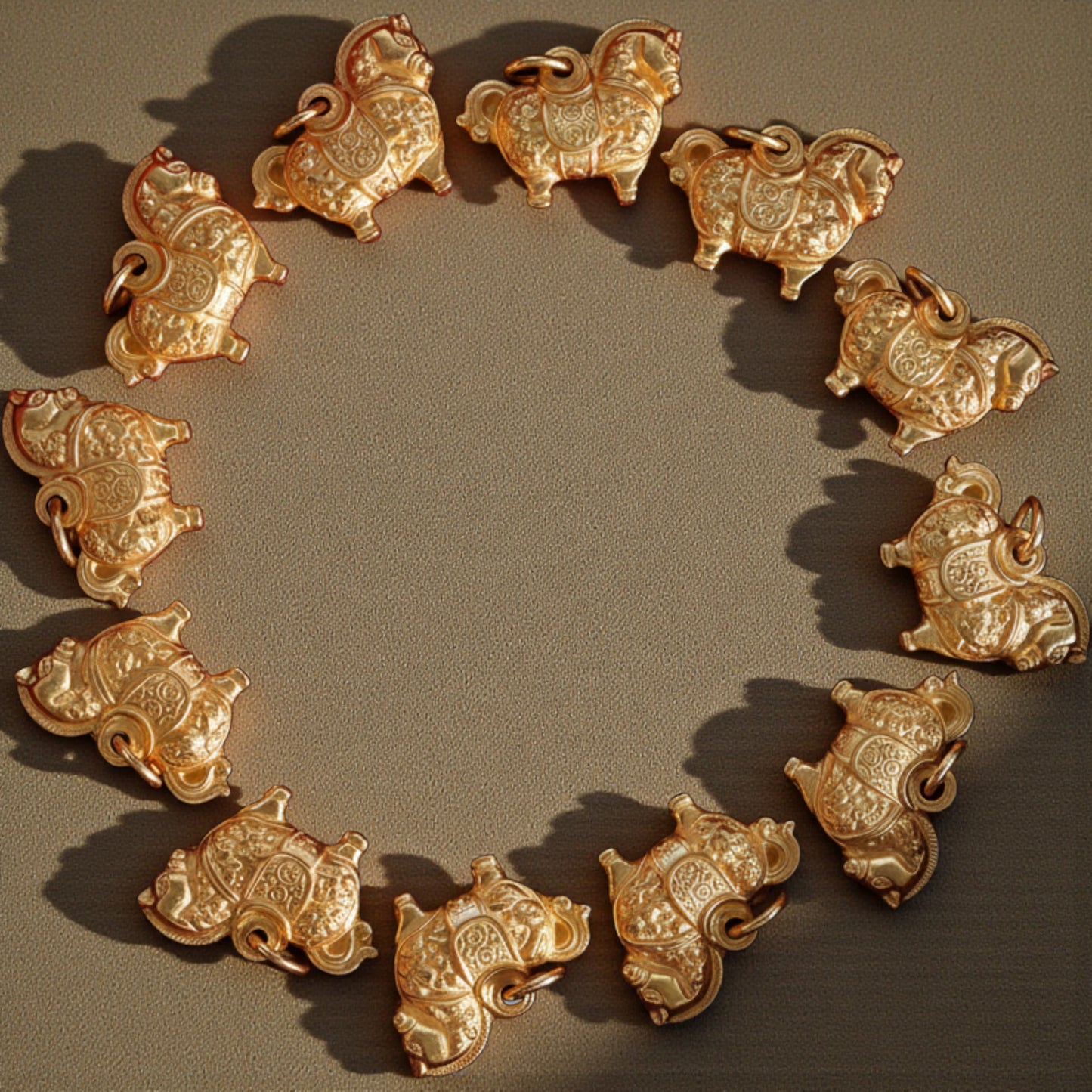 24K 999 Gold Vintage Zodiac Chinese Year of Horse Monthly Pendant