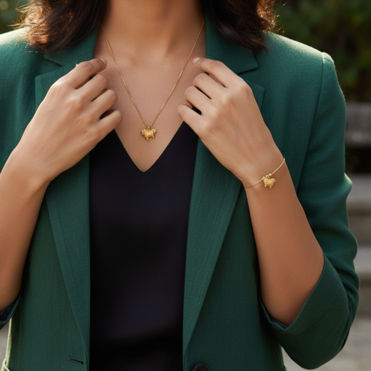 24K 999 Gold Vintage Zodiac Chinese Year of Horse Monthly Pendant