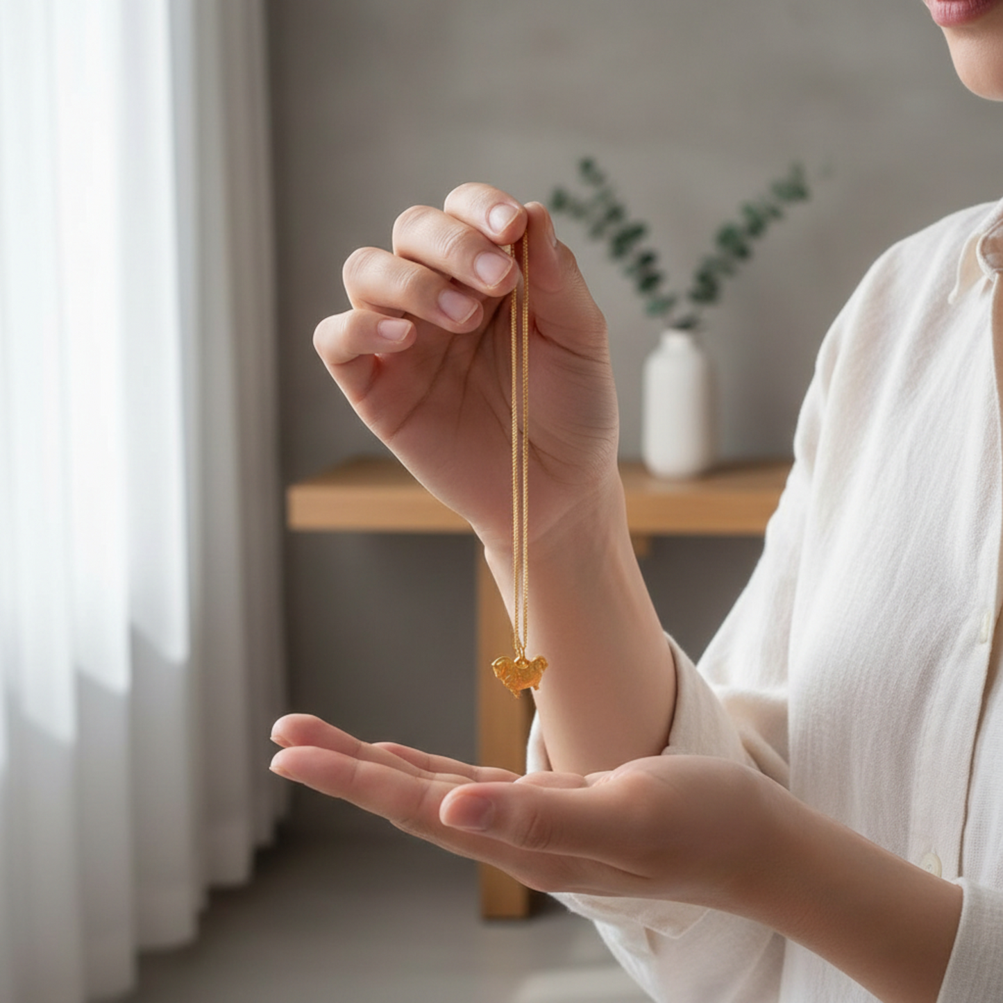 24K 999 Gold Vintage Zodiac Chinese Year of Horse Monthly Pendant