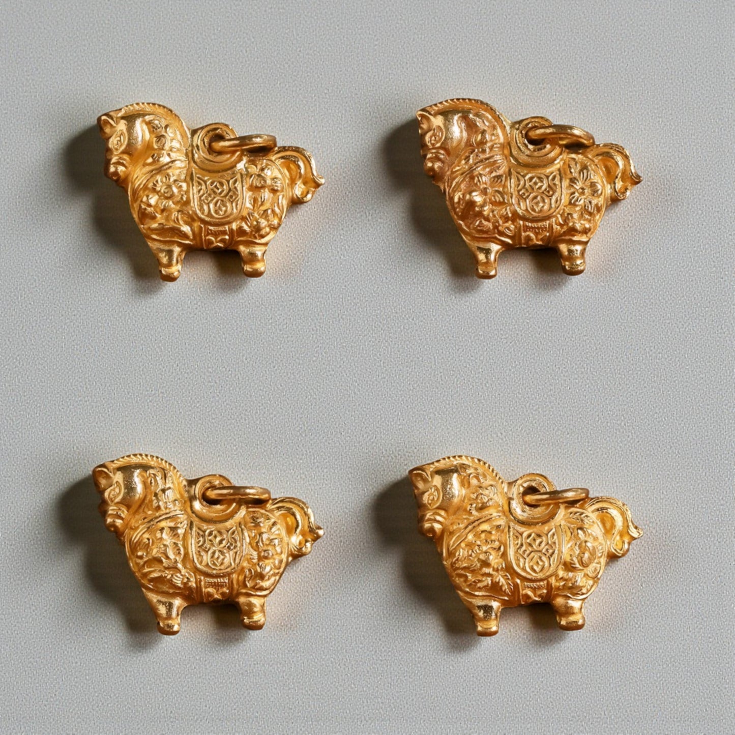 24K 999 Gold Vintage Zodiac Chinese Year of Horse Monthly Pendant