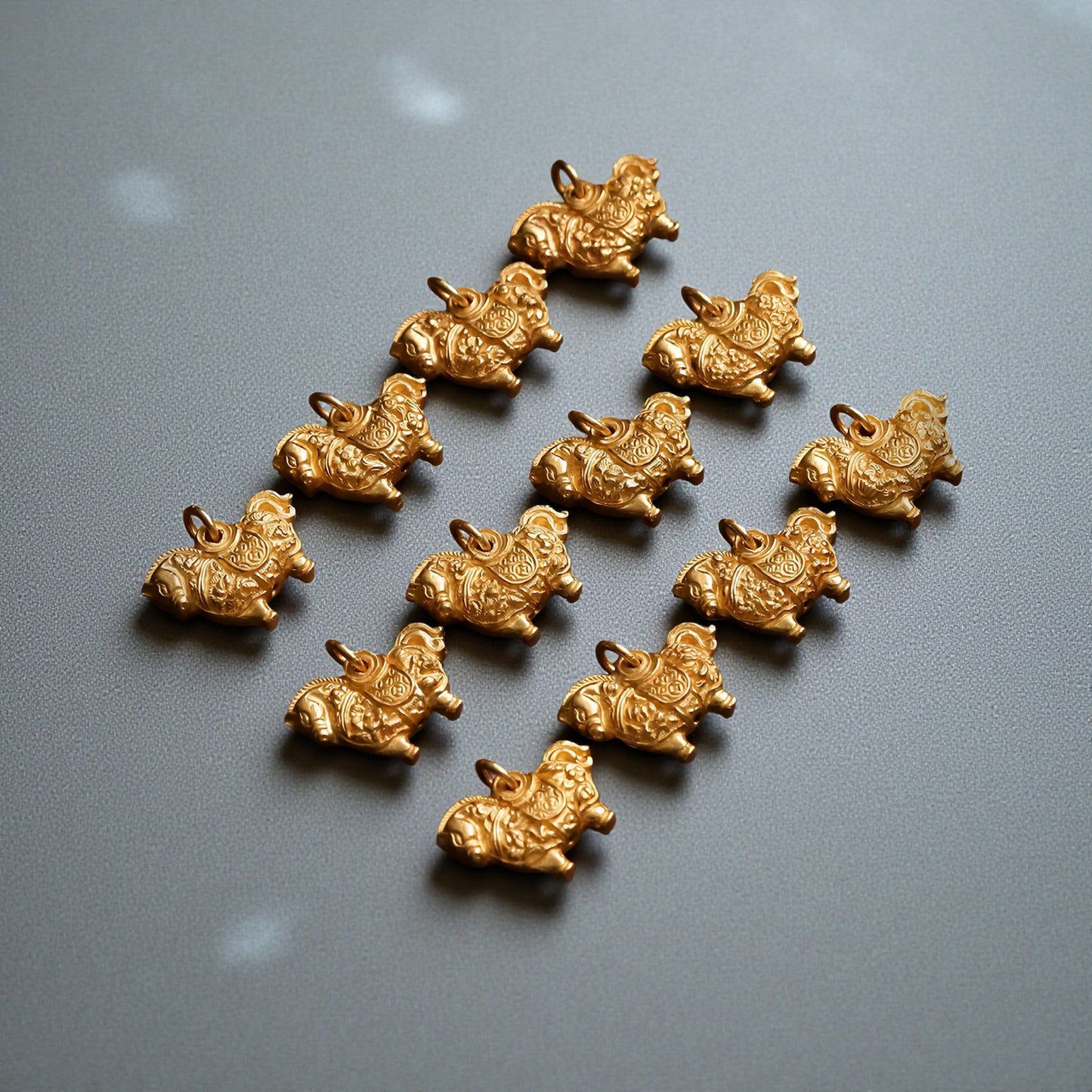 24K 999 Gold Vintage Zodiac Chinese Year of Horse Monthly Pendant