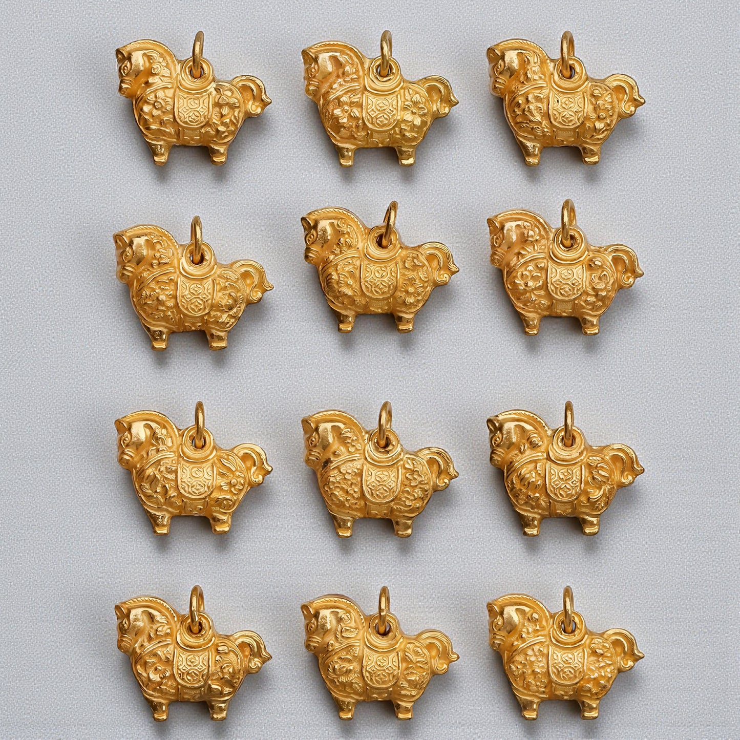 24K 999 Gold Vintage Zodiac Chinese Year of Horse Monthly Pendant