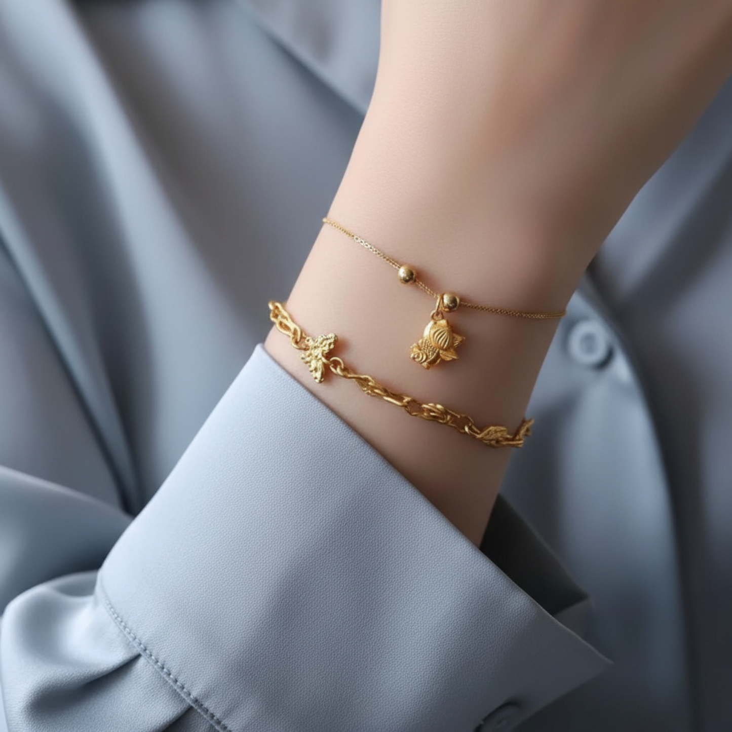 24K 999 Gold Lucky Asian Gold Fish Koi D.I.Y Charm Pendant