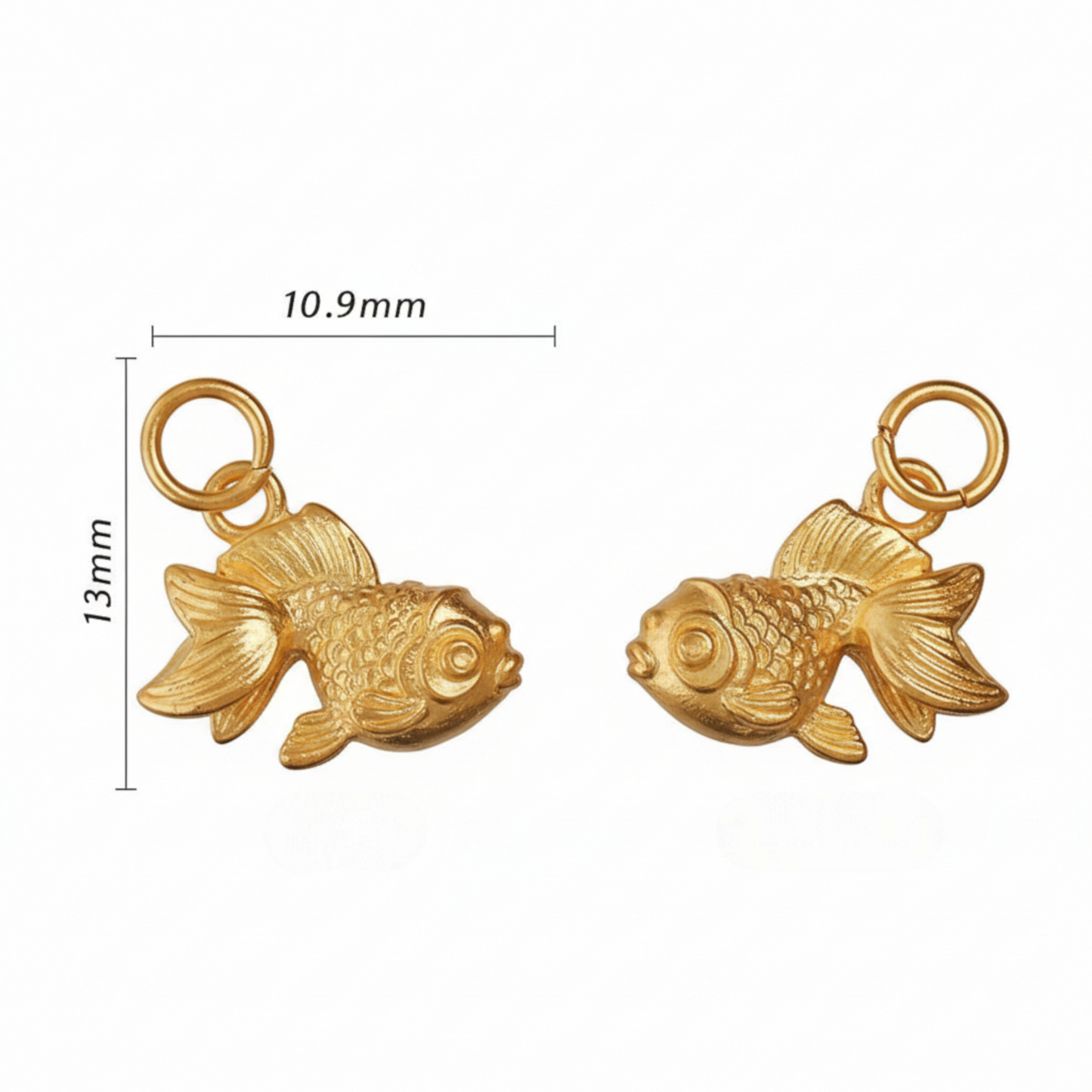 24K 999 Gold Lucky Asian Gold Fish Koi D.I.Y Charm Pendant