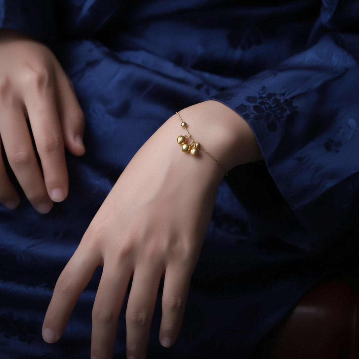 24K 999 Gold Mini Engraved Blessing Chinese Words Lucky Peach D.I.Y Charm Pendant