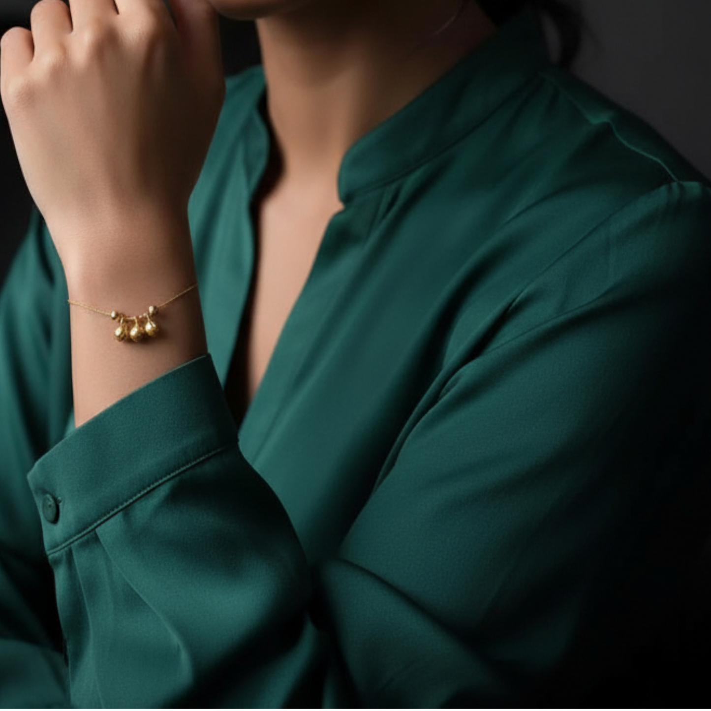 24K 999 Gold Mini Engraved Blessing Chinese Words Lucky Peach D.I.Y Charm Pendant