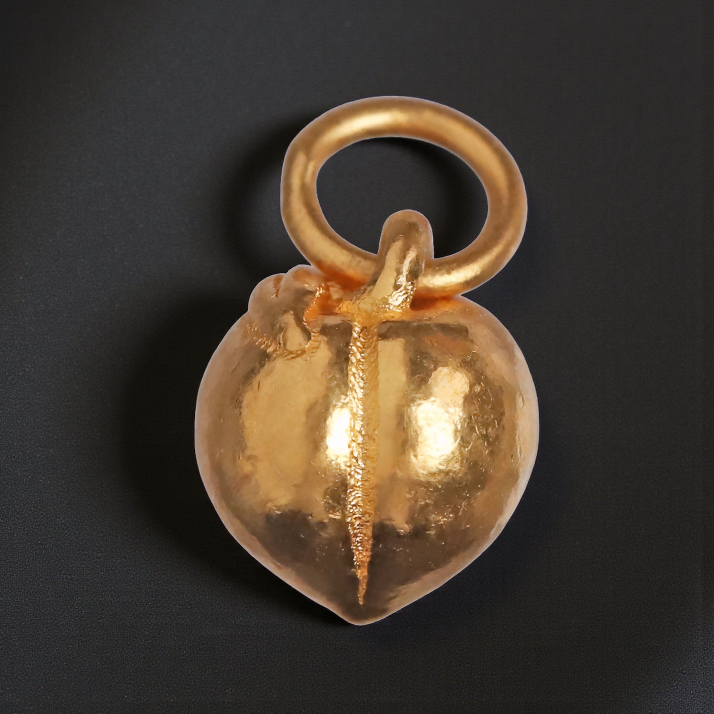 24K 999 Gold Mini Engraved Blessing Chinese Words Lucky Peach D.I.Y Charm Pendant