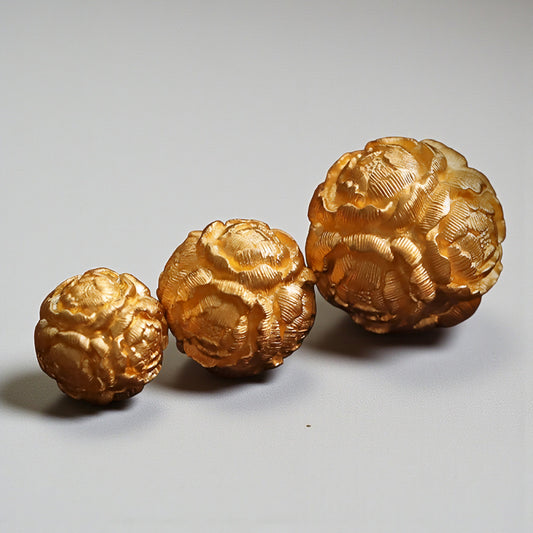 24K 999 Gold Peony Flower Spacer Beads D.I.Y Charm