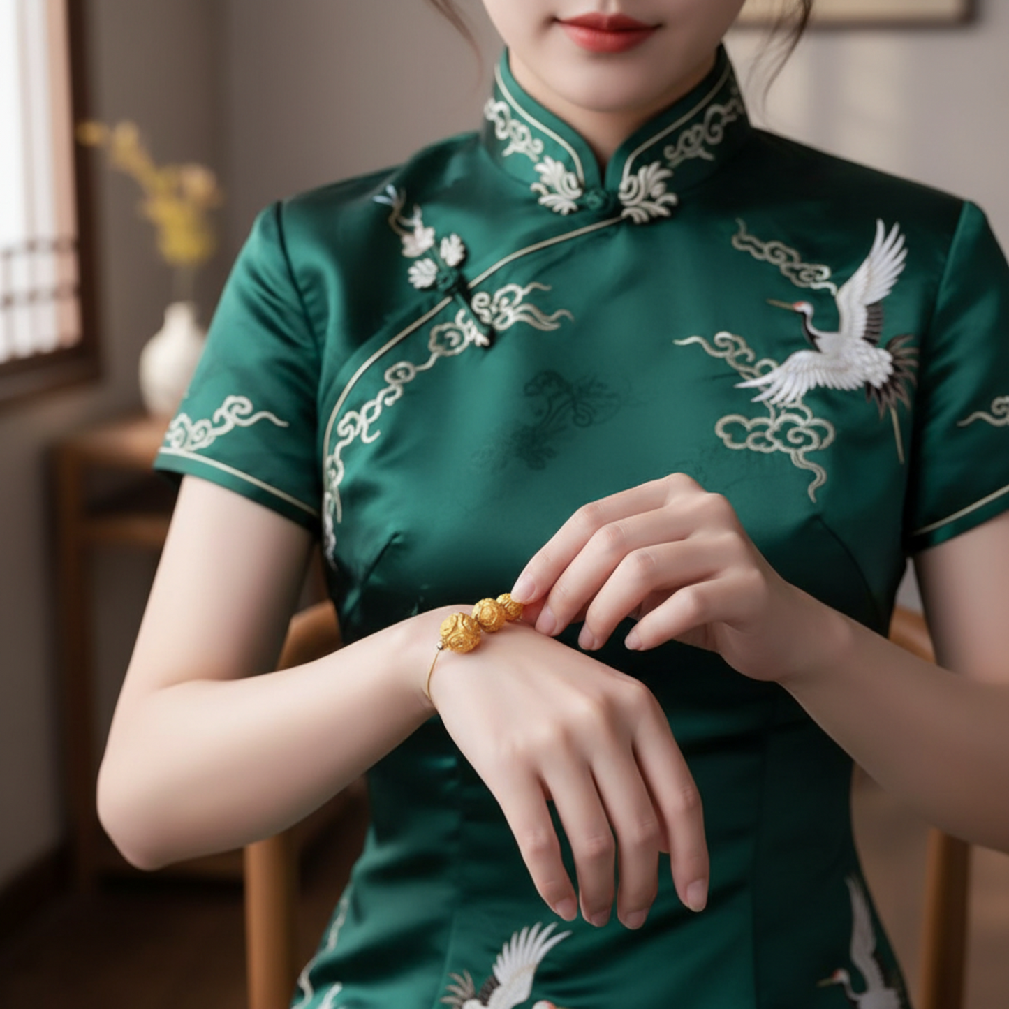 24K 999 Gold Peony Flower Spacer Beads D.I.Y Charm