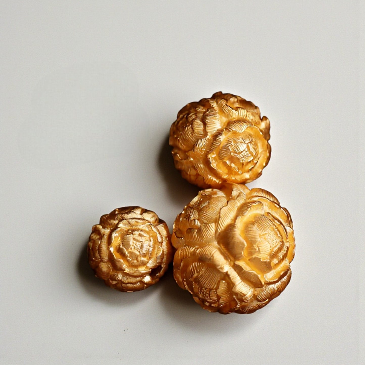 24K 999 Gold Peony Flower Spacer Beads D.I.Y Charm