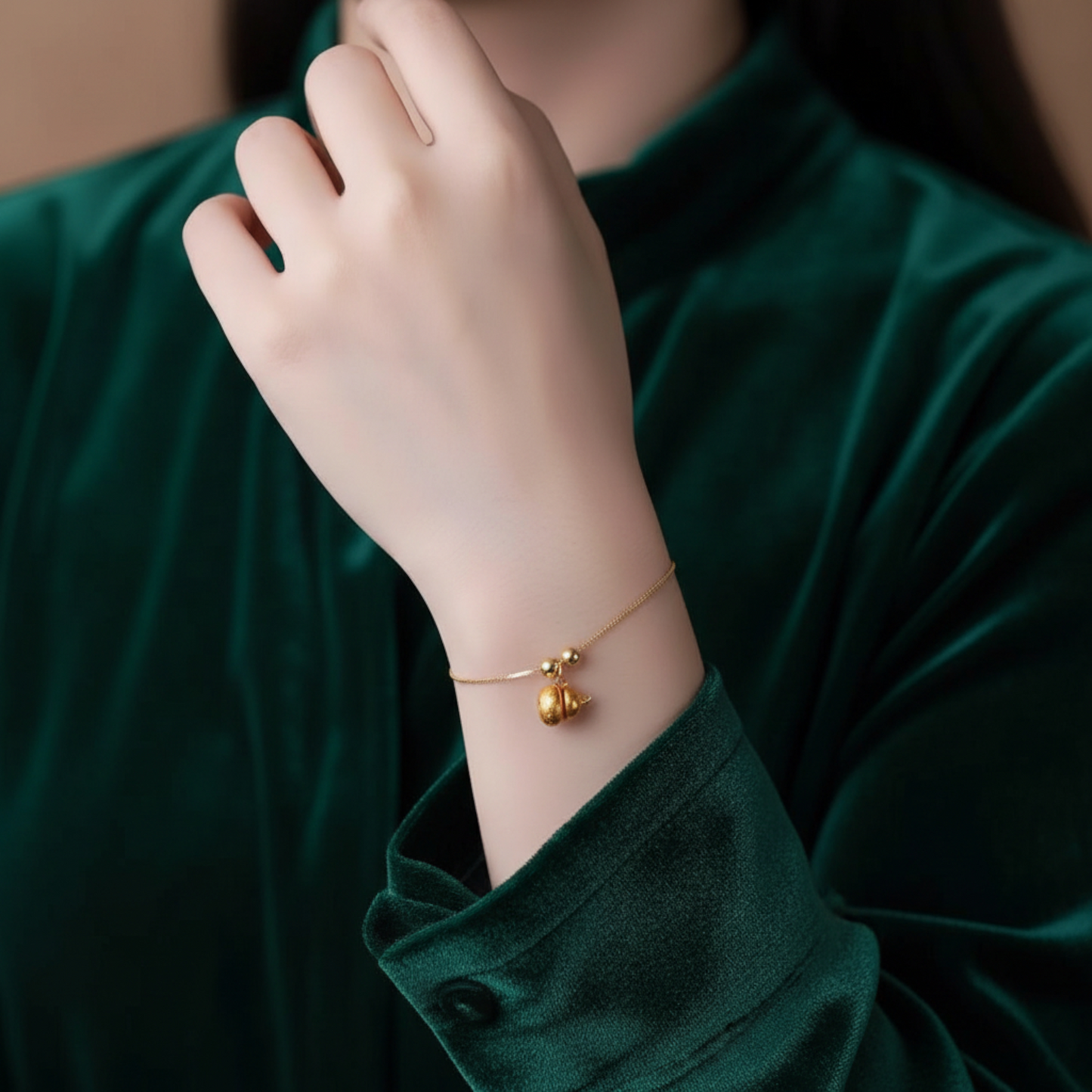 24K 999 Gold Enamel Lucky Gourd Unisex Men Women D.I.Y Charm Pendant