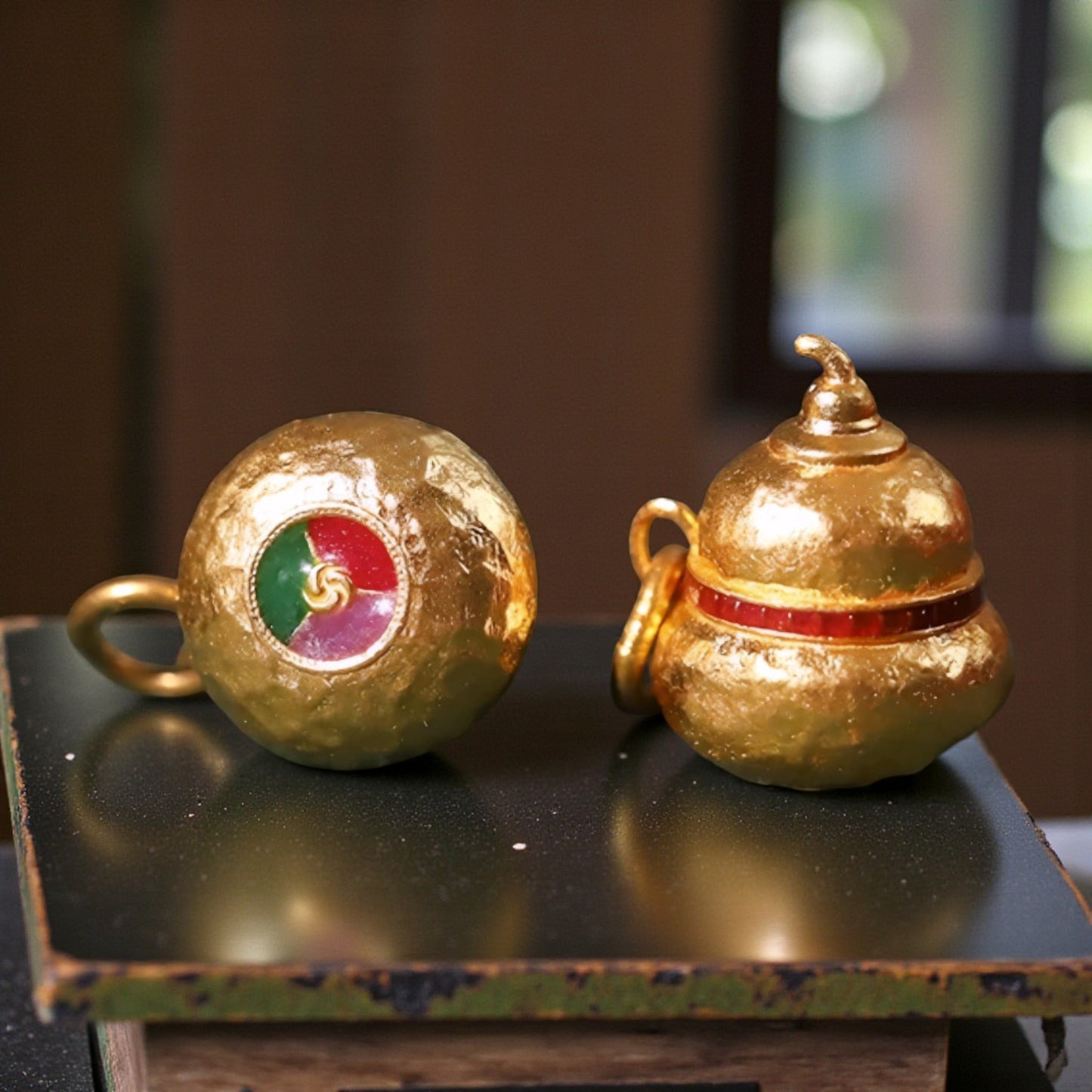 24K 999 Gold Enamel Lucky Gourd Unisex Men Women D.I.Y Charm Pendant