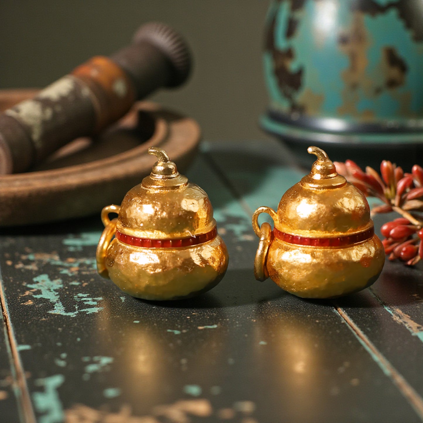 24K 999 Gold Enamel Lucky Gourd Unisex Men Women D.I.Y Charm Pendant