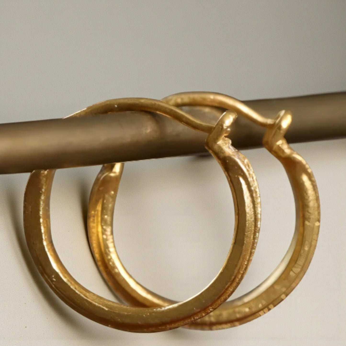 24K 999 Gold Diamond Hoop Earrings