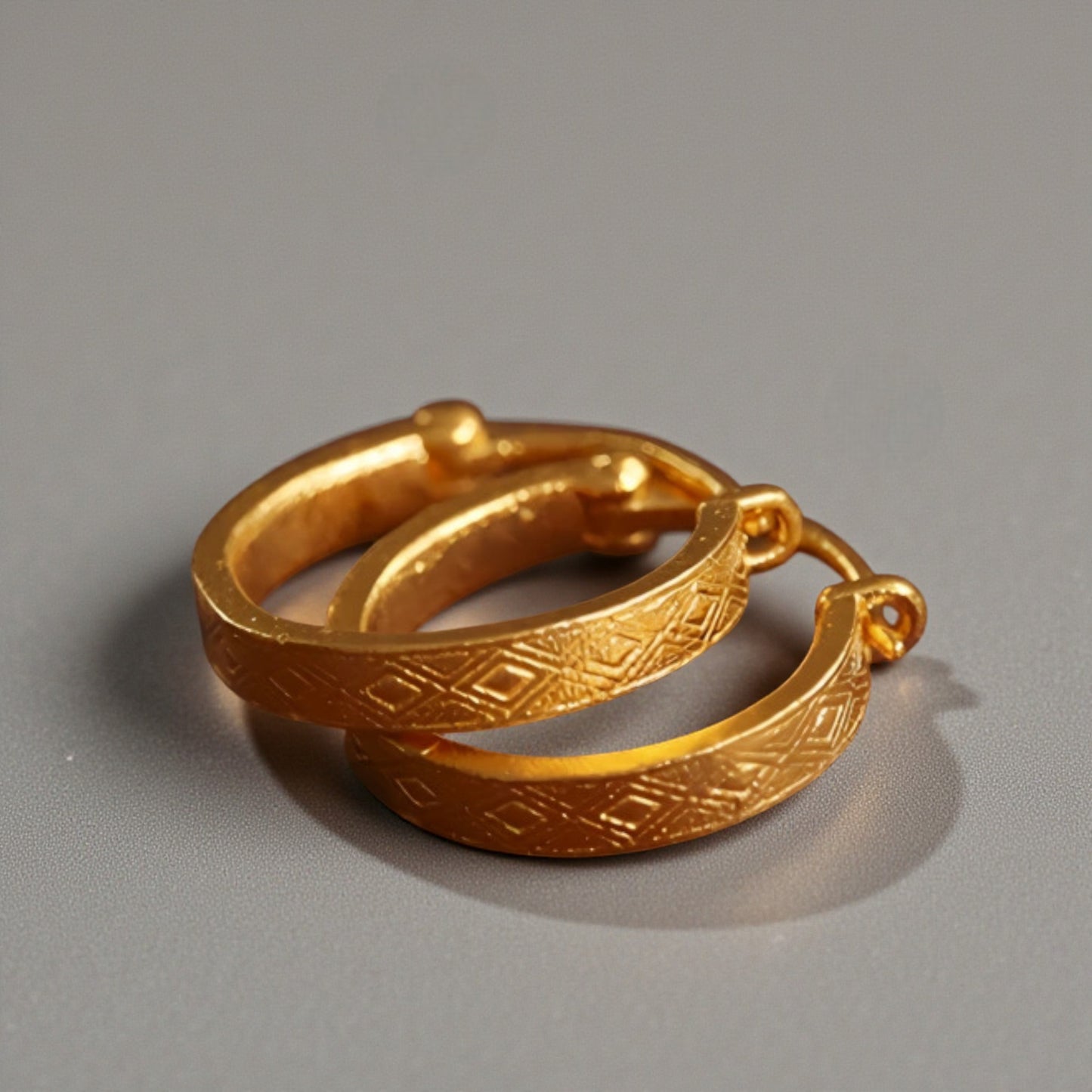 24K 999 Gold Diamond Hoop Earrings