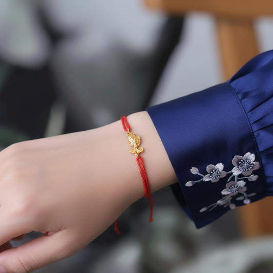 24K 999 Gold Engraved Double Hook Goldfish Fish Spacer D.I.Y Charm Accessories