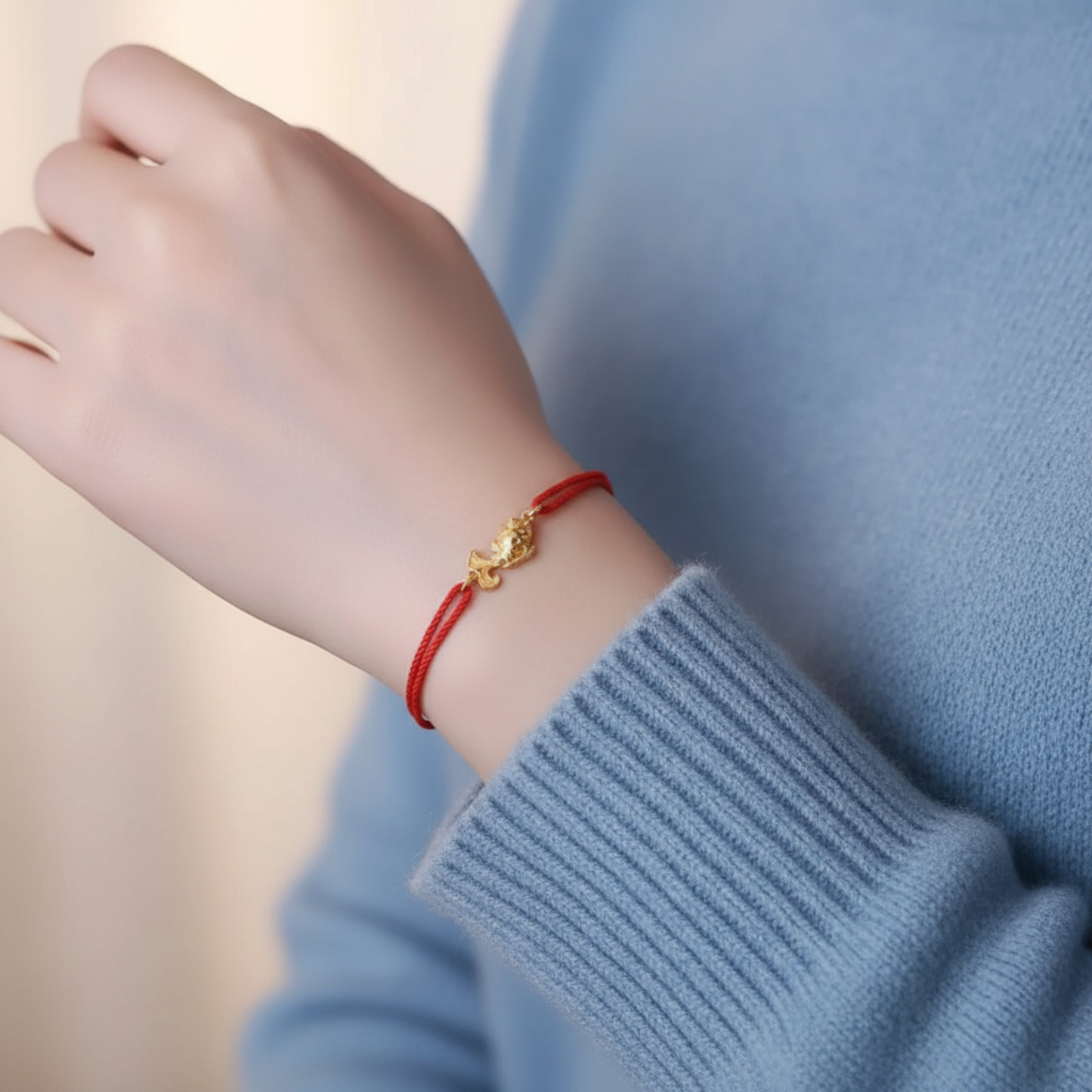 24K 999 Gold Engraved Double Hook Goldfish Fish Spacer D.I.Y Charm Accessories