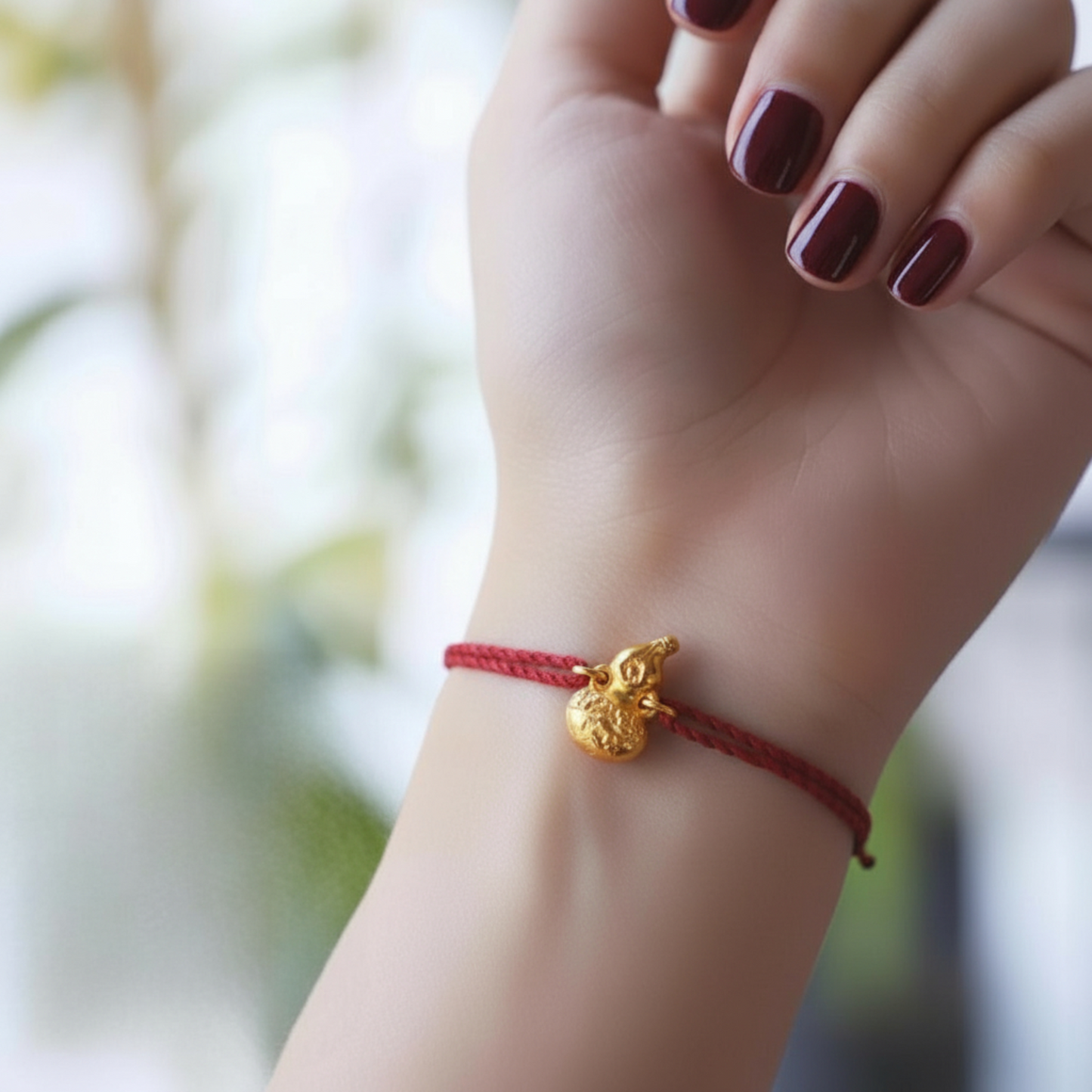 24K 999 Gold Gourd Charm D.I.Y Double hook Flower Pendant