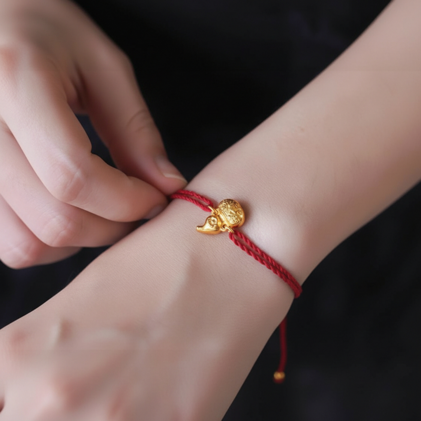 24K 999 Gold Gourd Charm D.I.Y Double hook Flower Pendant