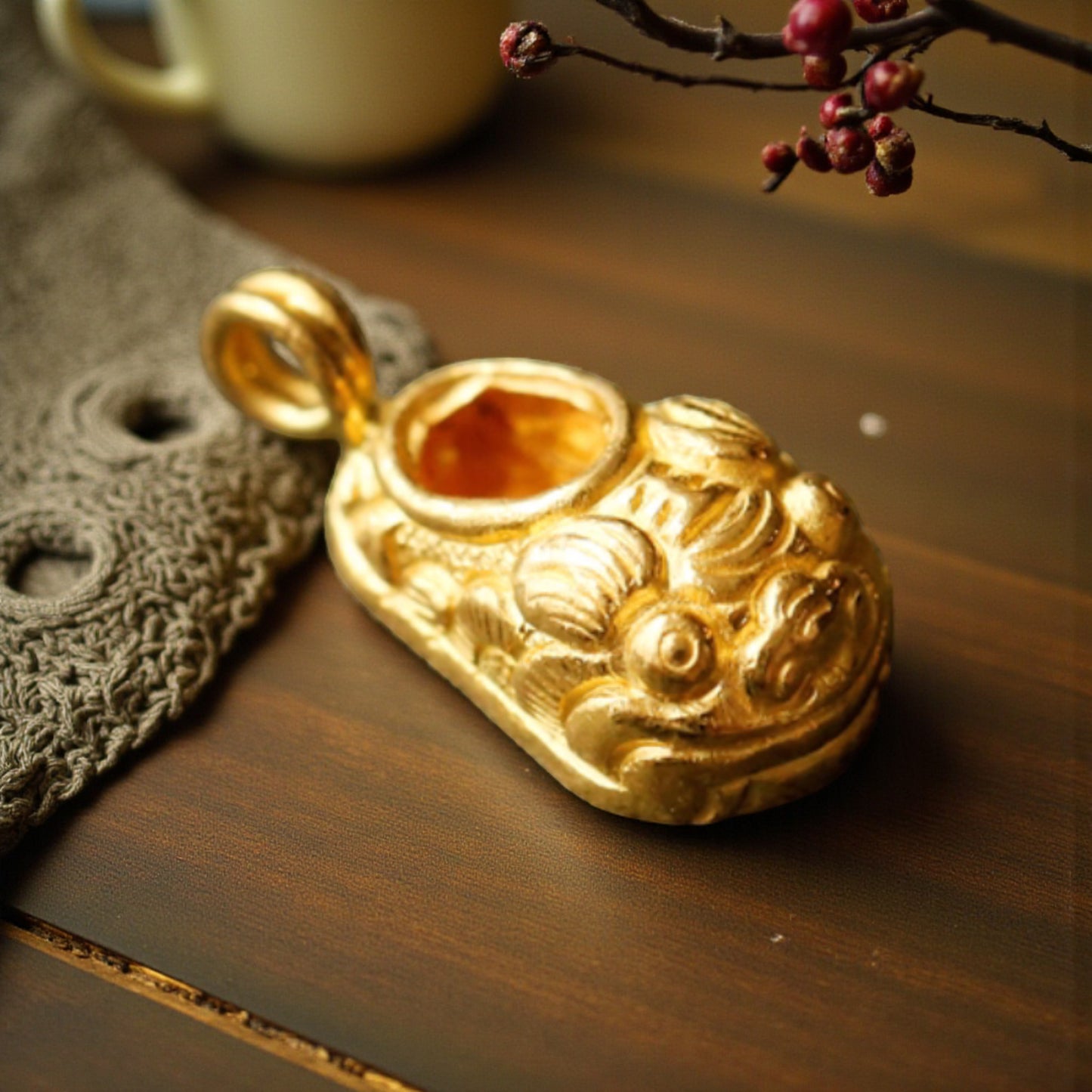 24K 999 Gold Small Lucky Tiger Head Shoes D.I.Y Charm Pendant